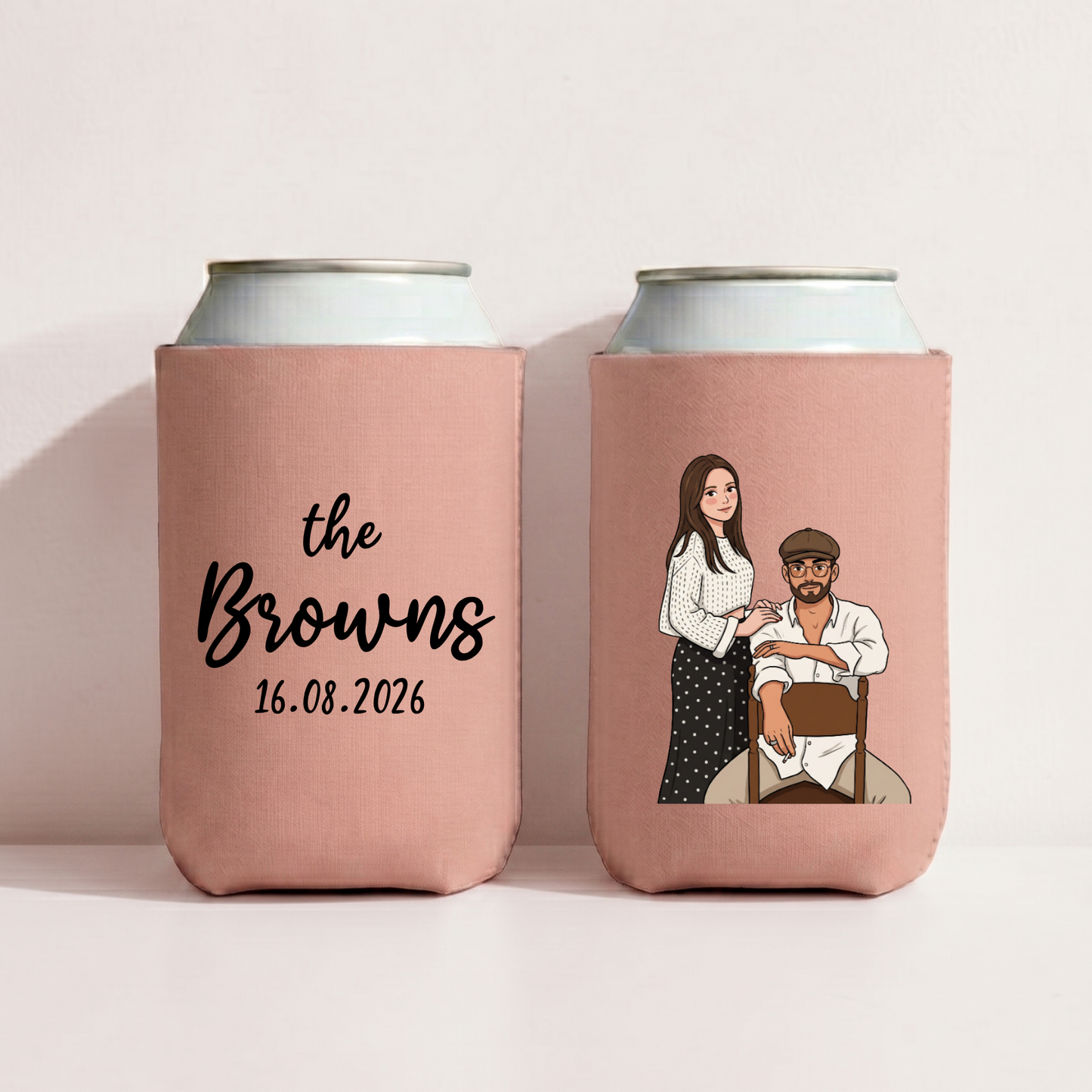 Personalised Stubby Holders with cartoon style illustration