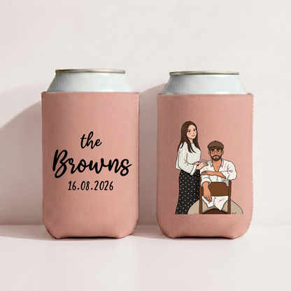 Personalised Stubby Holders with cartoon style illustration