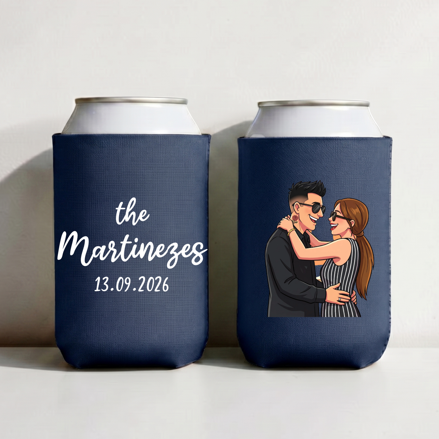 Personalised Stubby Holders with cartoon style illustration