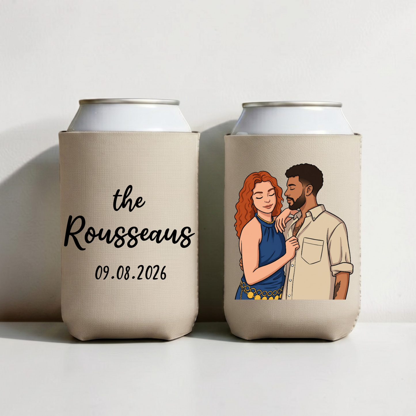 Personalised Stubby Holders with cartoon style illustration