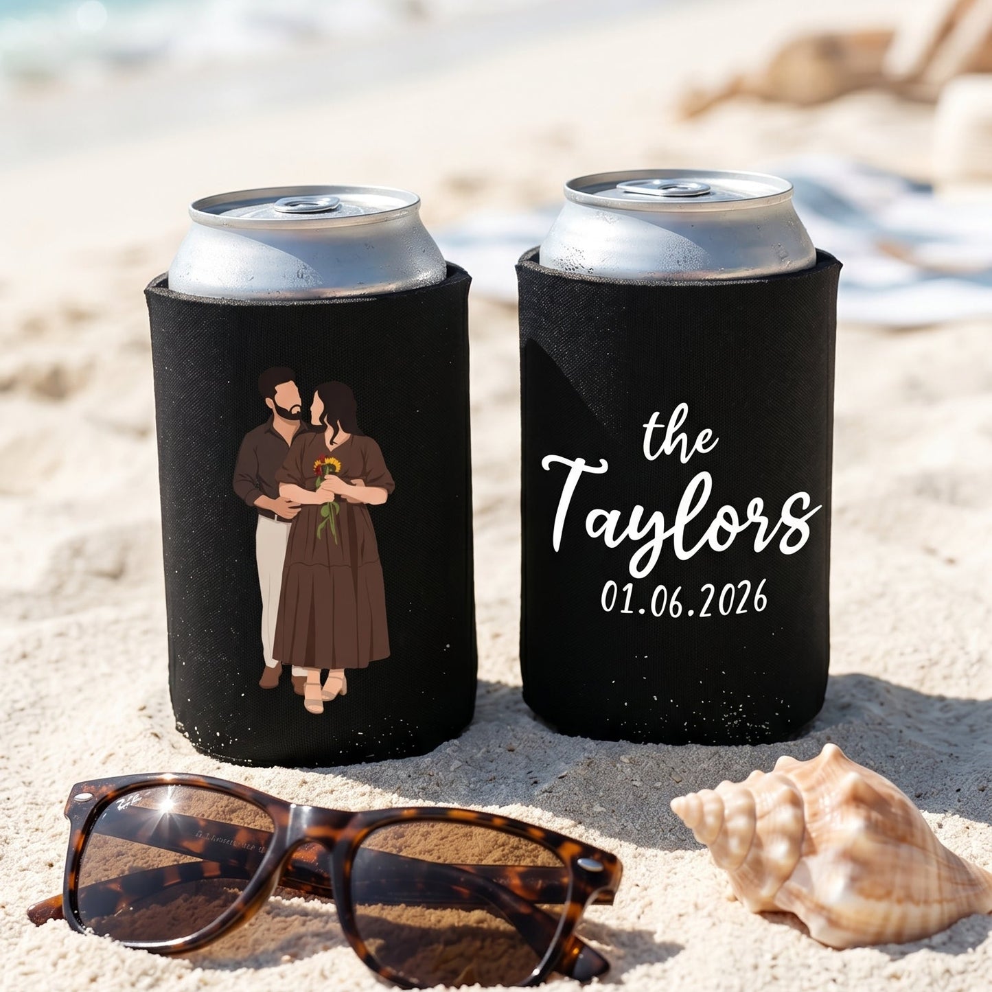Stubby Holders with minimalist style artwork