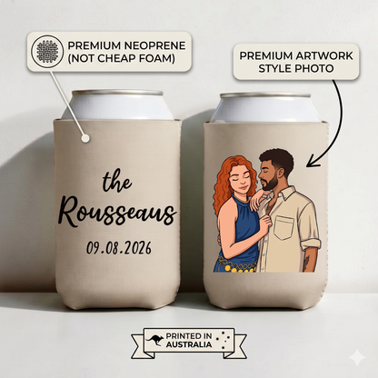 Personalised Stubby Holders with cartoon style illustration