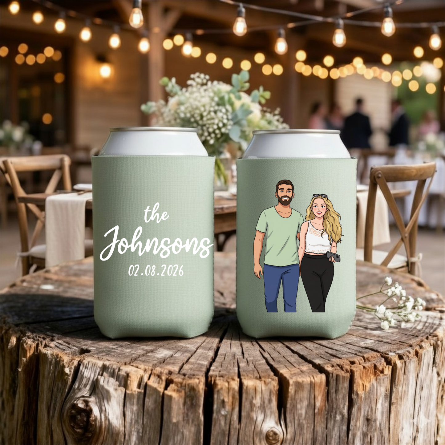 Personalised Stubby Holders with cartoon style illustration