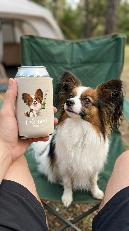 Stubby Holders with pets and champagne